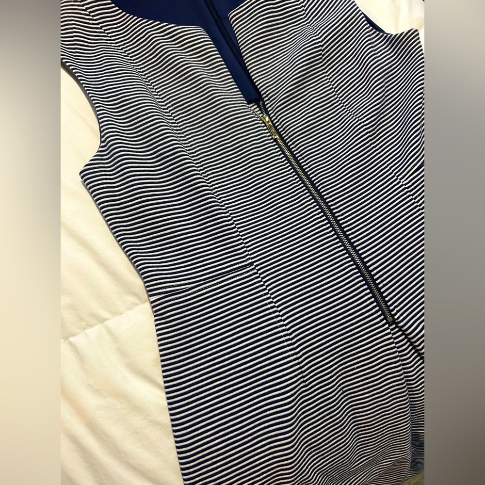 Tommy Hilfiger Blue White Stripe Zipper Shell Dress